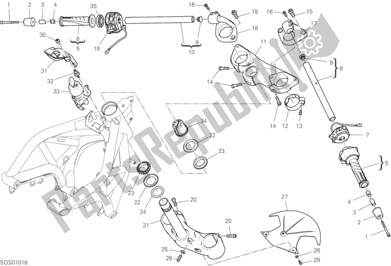 Tutte le parti per il Manubrio E Comandi del Ducati Supersport S Thailand 950 2020